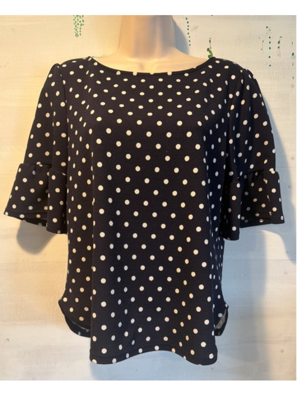 Cute floaty pullover top polkadot navy blue. With bell sleeves.